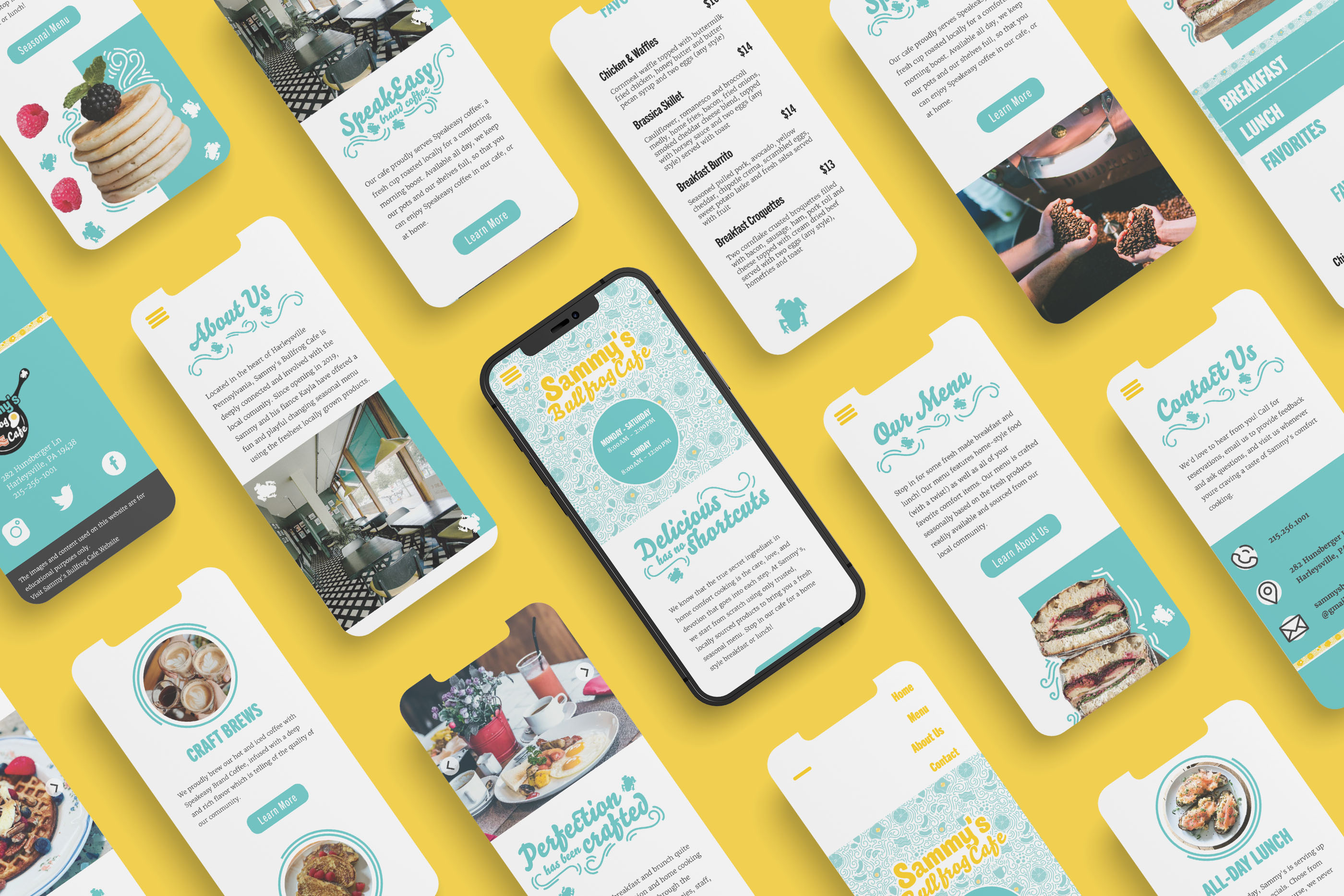 Sammy's Bullfrog Cafe Mobile Design Pages