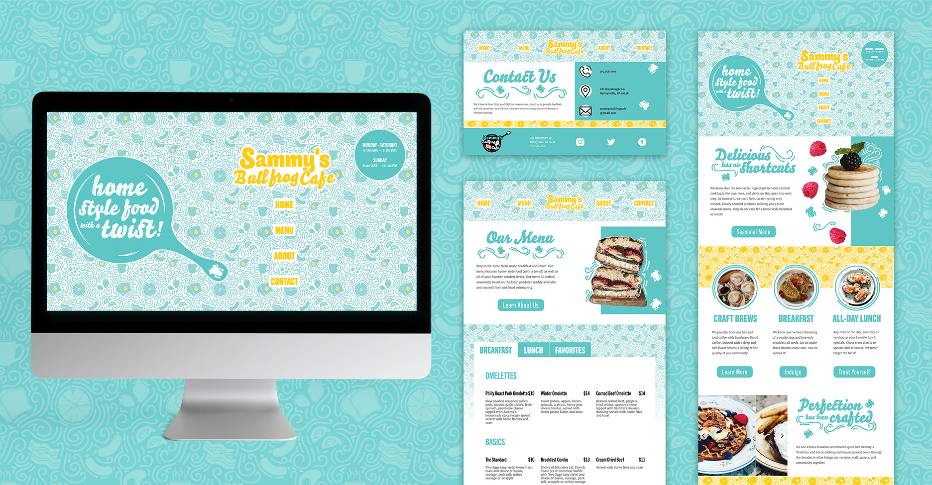 Sammy's Bullfrog Cafe Page Flat Design